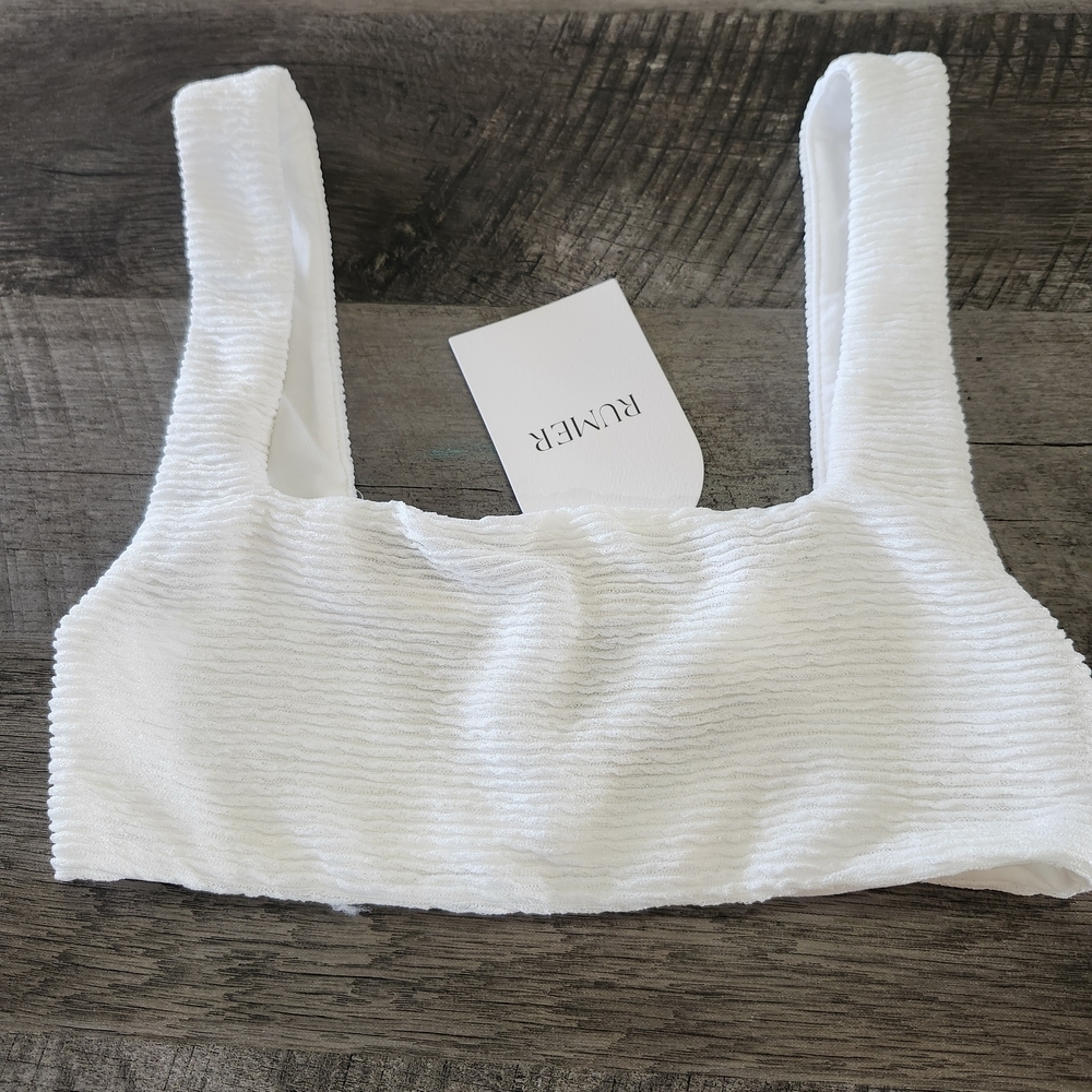 NWT Revolve Rumer White Ribbed Rosa Crop Or Swim Top Sz S - Picture 2 of 8